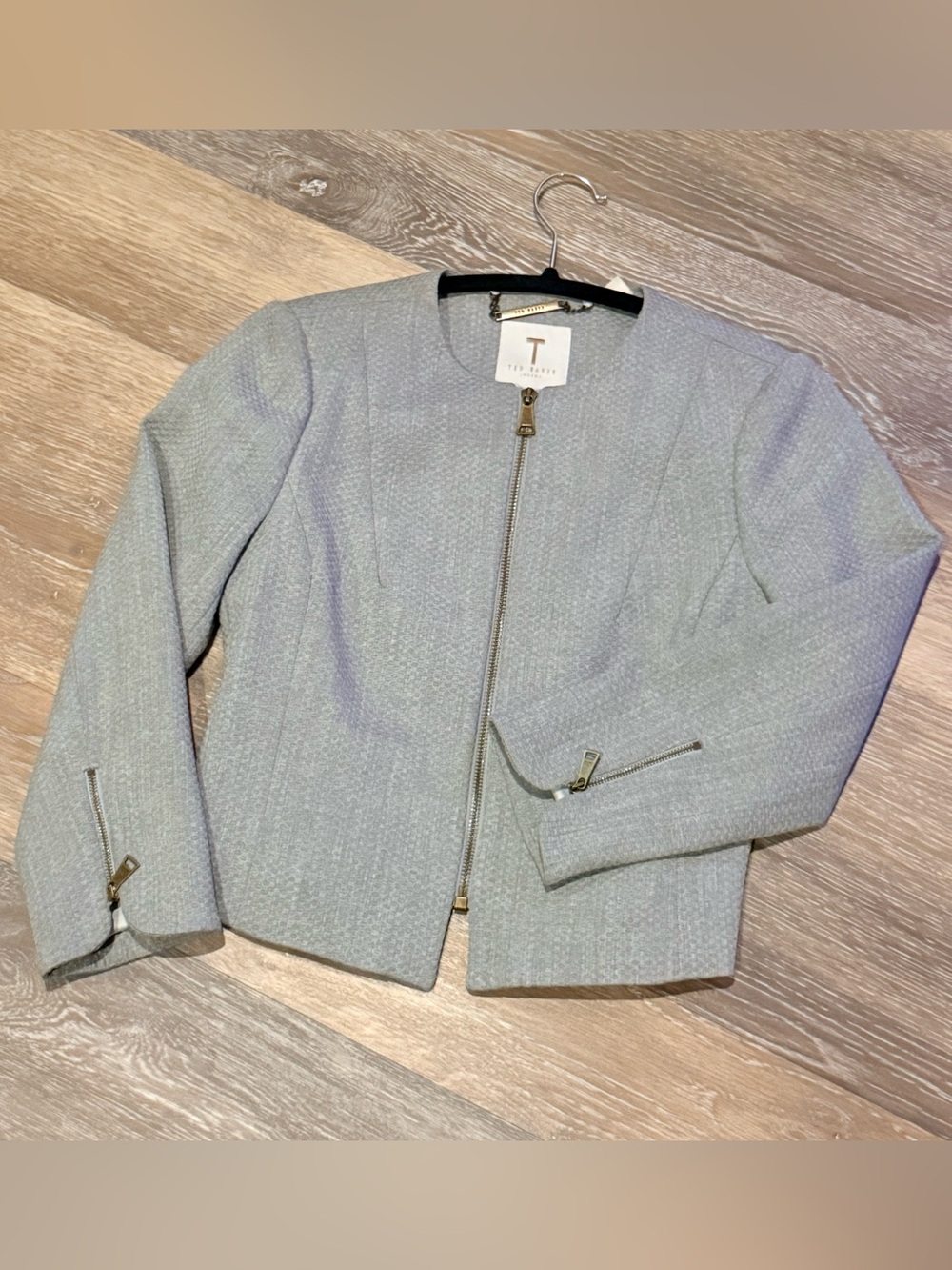 Ted Baker | 3/4 Length Cropped Blazer | Light Gray | Size 0